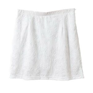 Monterey Club Bright White Tennis Golf Skirt Textured Floral Pattern Side Zip 🤍